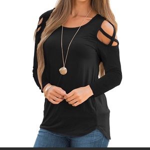 All black long sleeve cold shoulder shirt